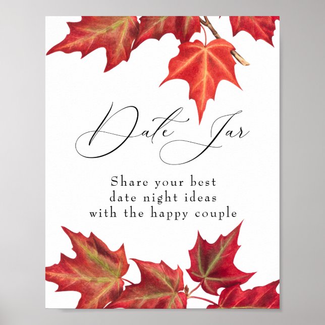 Poster Pote de Datas de Folhas de Outono para Chá de Noiv (Frente)