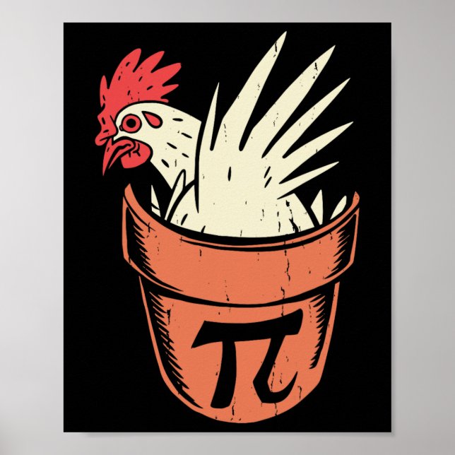 Poster Pote De Frango Pi Engraçado Professor De Matemátic (Frente)