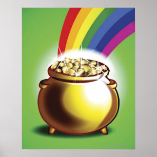 Póster Pote de ouro e arco-íris