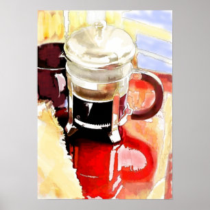 Póster Pote do café na mesa