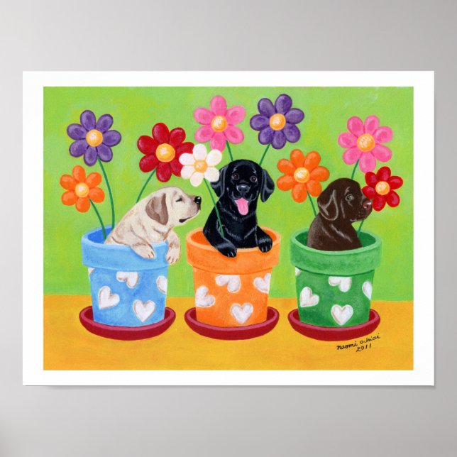 Póster Pote Labrador Puppies Trabalho de arte (Frente)