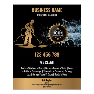 Póster Potência de lavagem da pressão profissional Dourad