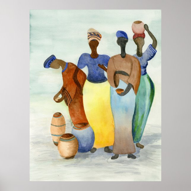 Poster Potes Africanos de Damas e de Clay (Frente)