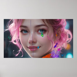 Poster Potpourri de Arte  Retrato de Menina Abstrato