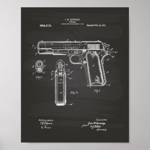 Poster Potro .45 arte de 1911 patentes - quadro