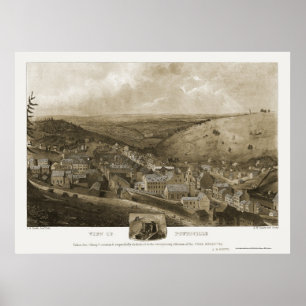 Poster Pottsville, mapa panorâmico do PA - 1922