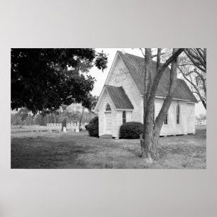 Póster Pouca igreja do país em preto e branco
