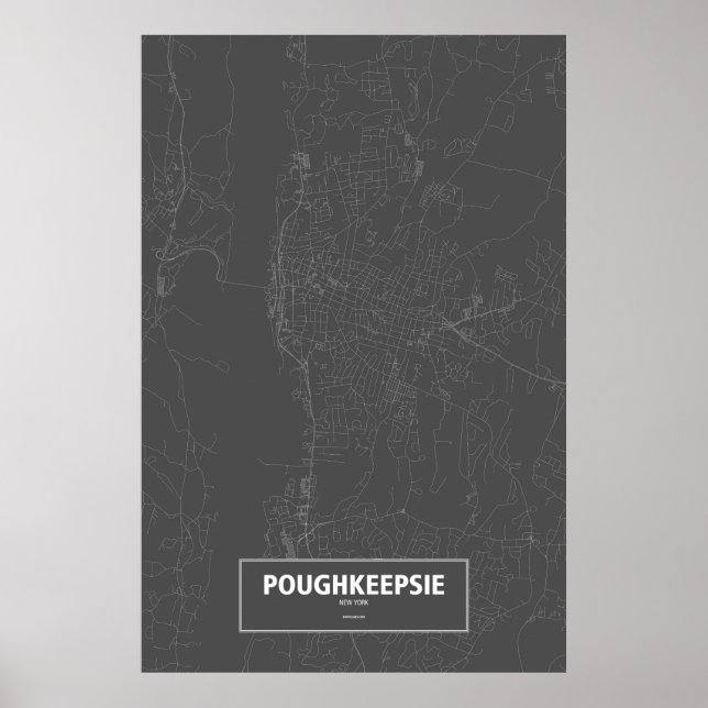 Poster Poughkeepsie, Nova York (branco no preto) (Frente)