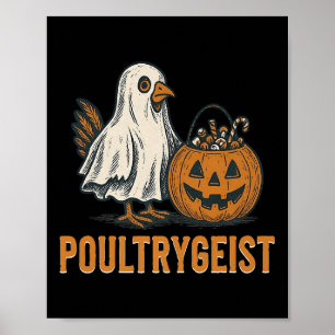 Poster Poultrygeist Chicken Ghost Pumpkin Costume Hallowe