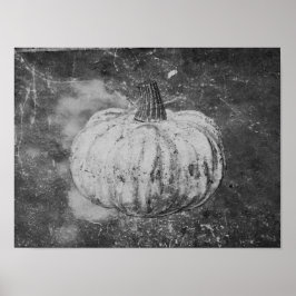 Poster Poumpkin Autumn Vintage Textura Preta E Branca