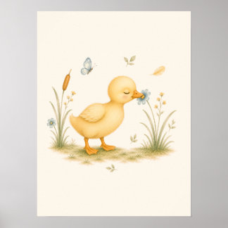 Poster Pousada Pequeno Pato & Flor Silvestre