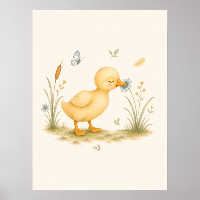 Poster Pousada Pequeno Pato & Flor Silvestre (Frente)