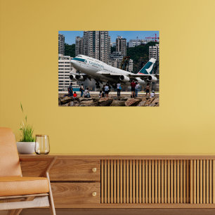 Poster Pouso Épico do Boeing 747 no Aeroporto de Kai Tak
