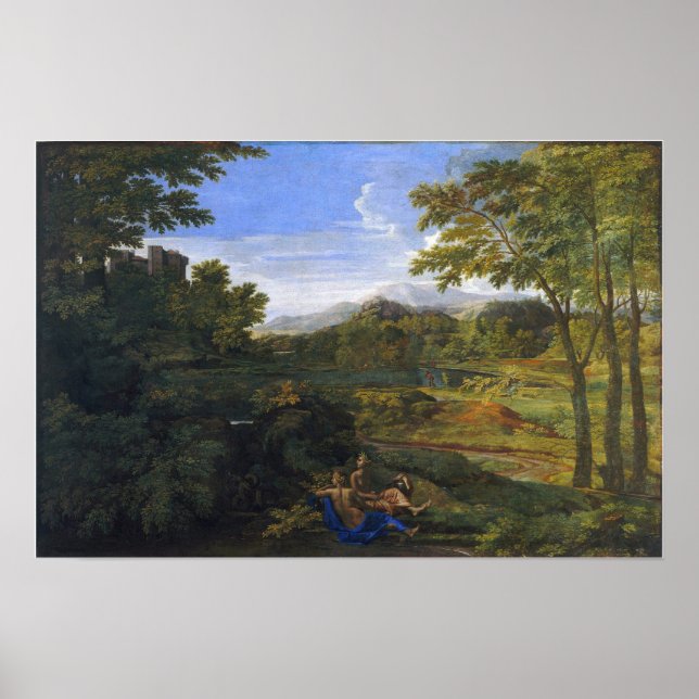 Poster Poussin - Paisagem Com Duas Ninfas E Uma Cobra (Frente)