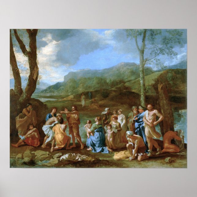 Poster Poussin - São João Batizando no Rio Jordão (Frente)