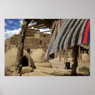 Póster Povoado indígeno histórico de Taos como era em