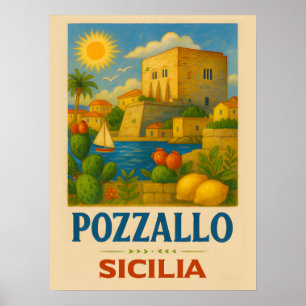 Poster Pozzallo Sicilia com La Torre Cabrera