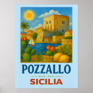 Poster Pozzallo Sicília com La Torre Cabrera