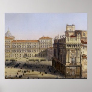 Póster Praça Castello, Turin, gravado por F. Citterio (c