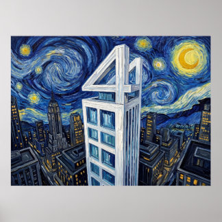 Poster Praça das Quatro Liberdades Noite Estrelada Quadri