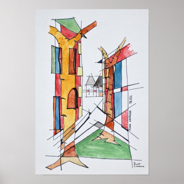 Poster Praça Dauphine | Ilha da Cidade, Paris (Frente)