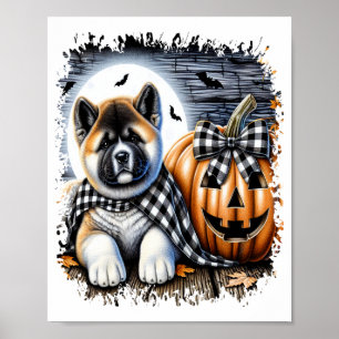 Poster Praça de Halloween do Cão Akita