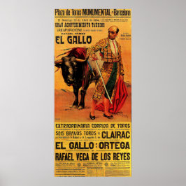 Poster Praça de touros, toureiro, Barcelona, vintage
