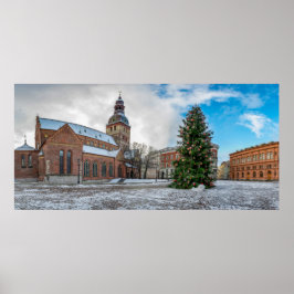 Poster Praça Dome com árvore de Natal em Riga