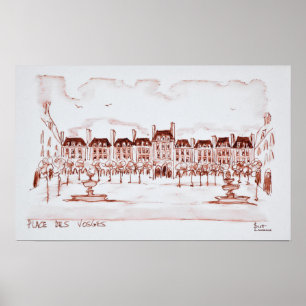 Póster Praça dos Vosges Marais, Paris