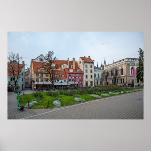Poster Praça Livu em Riga, Letónia