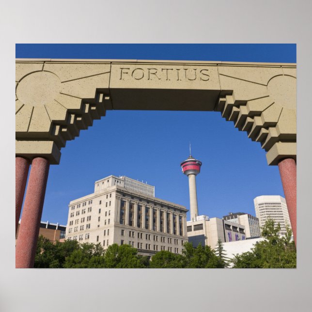 Póster Praça Olímpica e Calgary Tower, Alberta, Canadá (Frente)