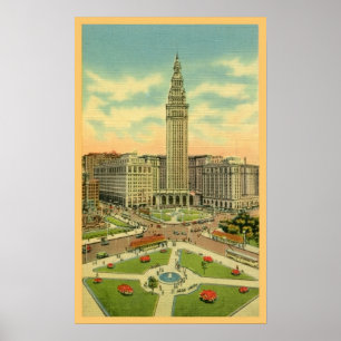 Póster Praça pública Cleveland Ohio do vintage
