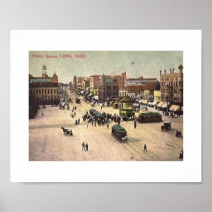 Póster Praça pública, vintage de Lima, Ohio