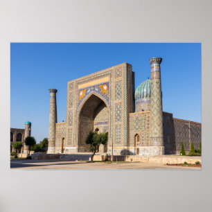 Poster Praça Registan ao pôr do sol - Samarcanda, Uzbequi