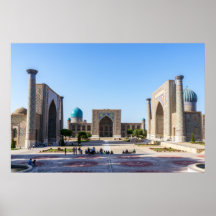 Praça Registan ao pôr do sol - Samarkand, Usbequis
