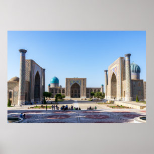 Poster Praça Registan ao pôr do sol - Samarkand, Uzbequ