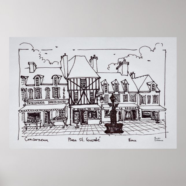 Póster Praça Saint-Guenole, Concarneau | Bretanha (Frente)