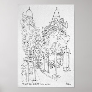 Poster Praça St. André des Arts   Paris, França