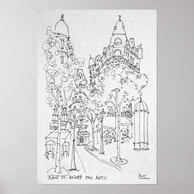 Poster Praça St. André des Arts | Paris, França (Frente)