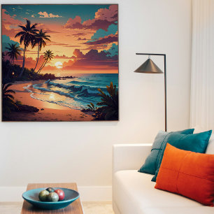 Poster Praça Sunset de praia tropical