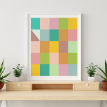 Poster Praças Geométricas de Patches em Verde e Roxo<br><div class="desc">Praças geométricas de retalhos em Poster verde e roxo</div>
