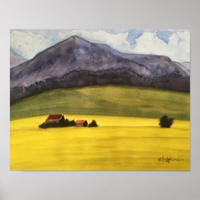 Póster Pradarias do Canadá Ocidental - WATERCOLOR (Frente)