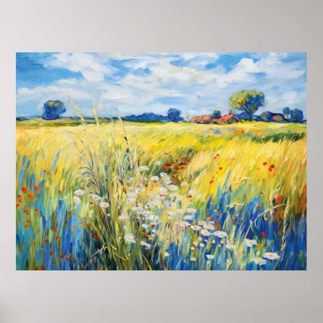 Poster Prado de Flores Silvestres ao Longo do Rio Havel (Frente)