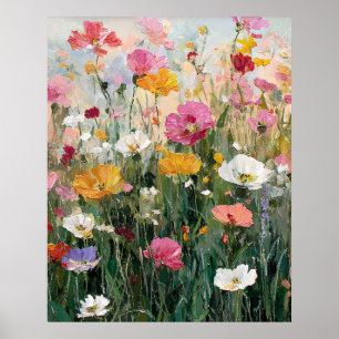 Poster Prado de Flores Silvestres Pintura a Óleo Floral C