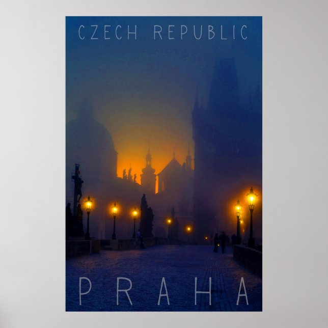 Poster Praga por Noite, Praha, República Checa (Frente)