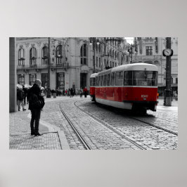 Poster Praga Red Tram Pop: Cor Seletiva