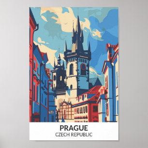 Poster Praga República Tcheca Arte Retro Viagem