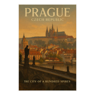 Póster Praga, República Tcheca — Cidade das Cem Torres