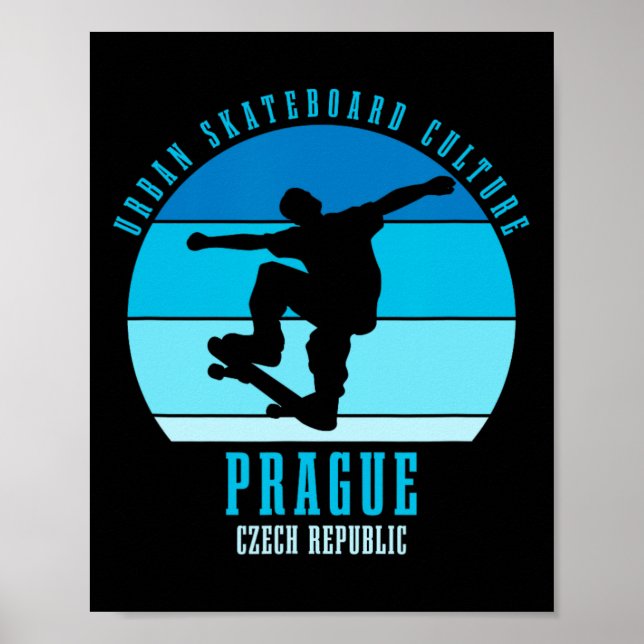 Poster Prague República Tcheca Skateboarder Urna Skateboa (Frente)