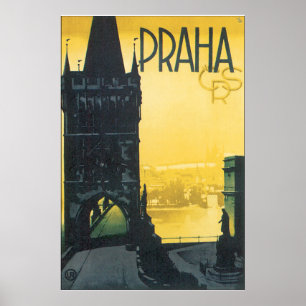 Póster Praha Viagens vintage